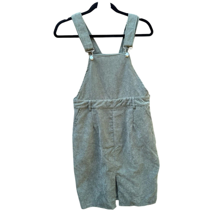 NWT New Shein Womens Medium (6) 100% Polyester Corduroy Side Zip Overall Dress