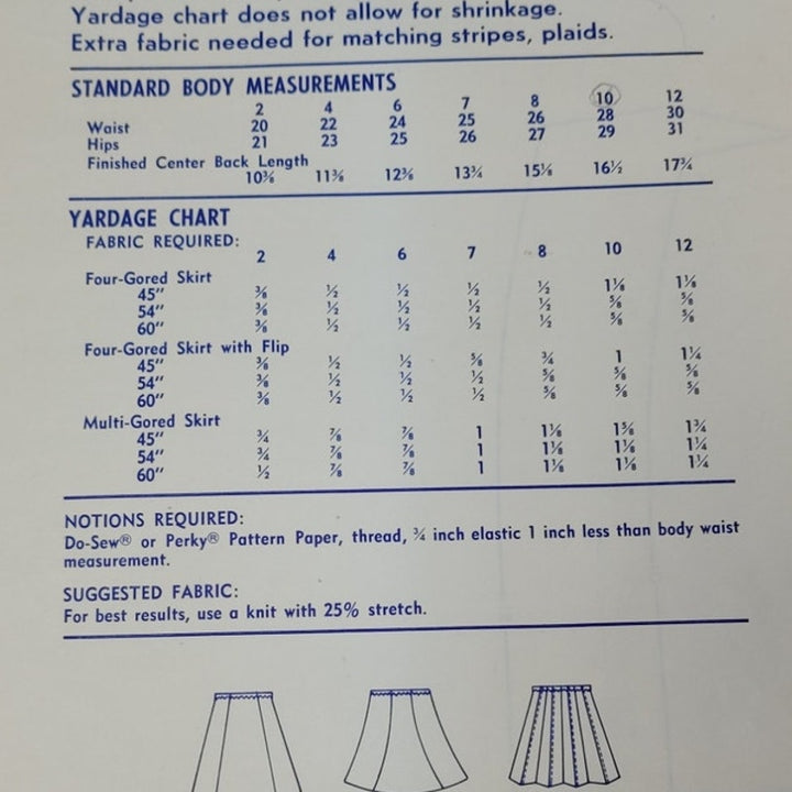 Vintage 1974 Stretch &amp; Sew 867 Girls Gored Skirts Uncut Sewing Pattern