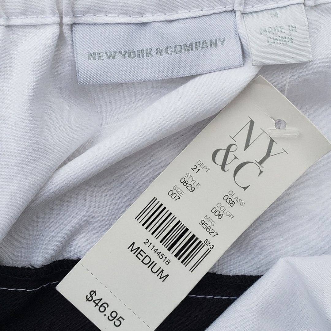 NWT New NY&amp;Co. Womens Medium Cotton Blend Off-Shoulder Black White Striped Top
