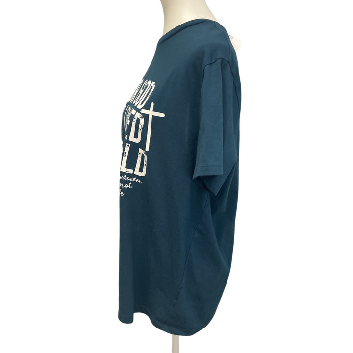 Hand Printed Upcycled Womens XL For God So Loved The World John 3:16 Tee Shirt