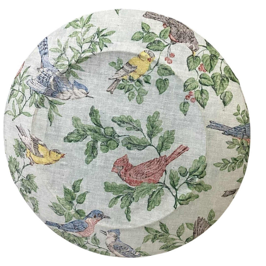 Handmade Cardinal Bluebird Goldfinch Decoupage Fabric on Back of Glass Plate