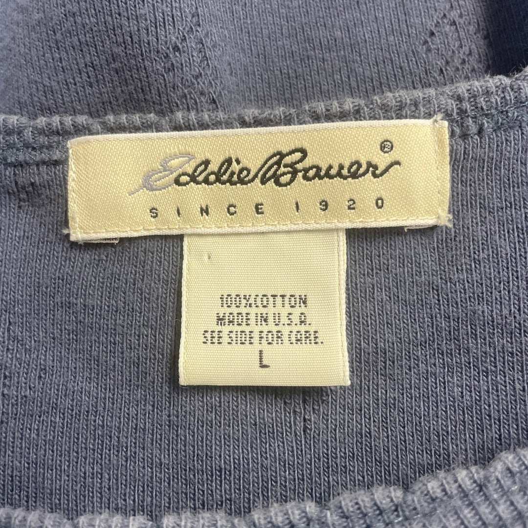 Eddie Bauer Womens Large Navy Blue 100% Cotton Long Sleeve Crew Neck Shirt