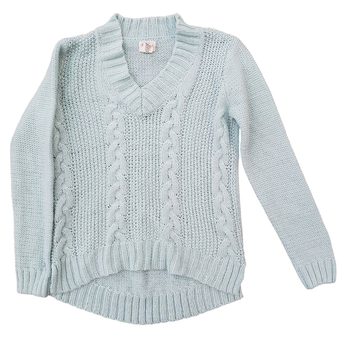 AJ Andrea Jovine Womens Medium Light Blue Long Sleeve V Neck Knit Sweater