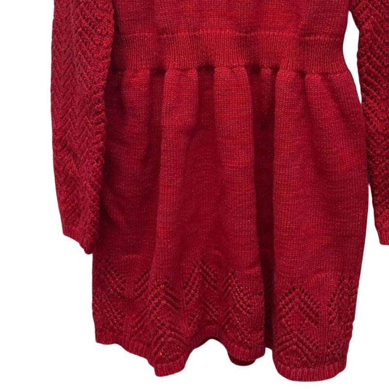 Cat &amp; Jack Girls Large Red Acrylic Yarn Knit Long Sleeve Sweater Dress