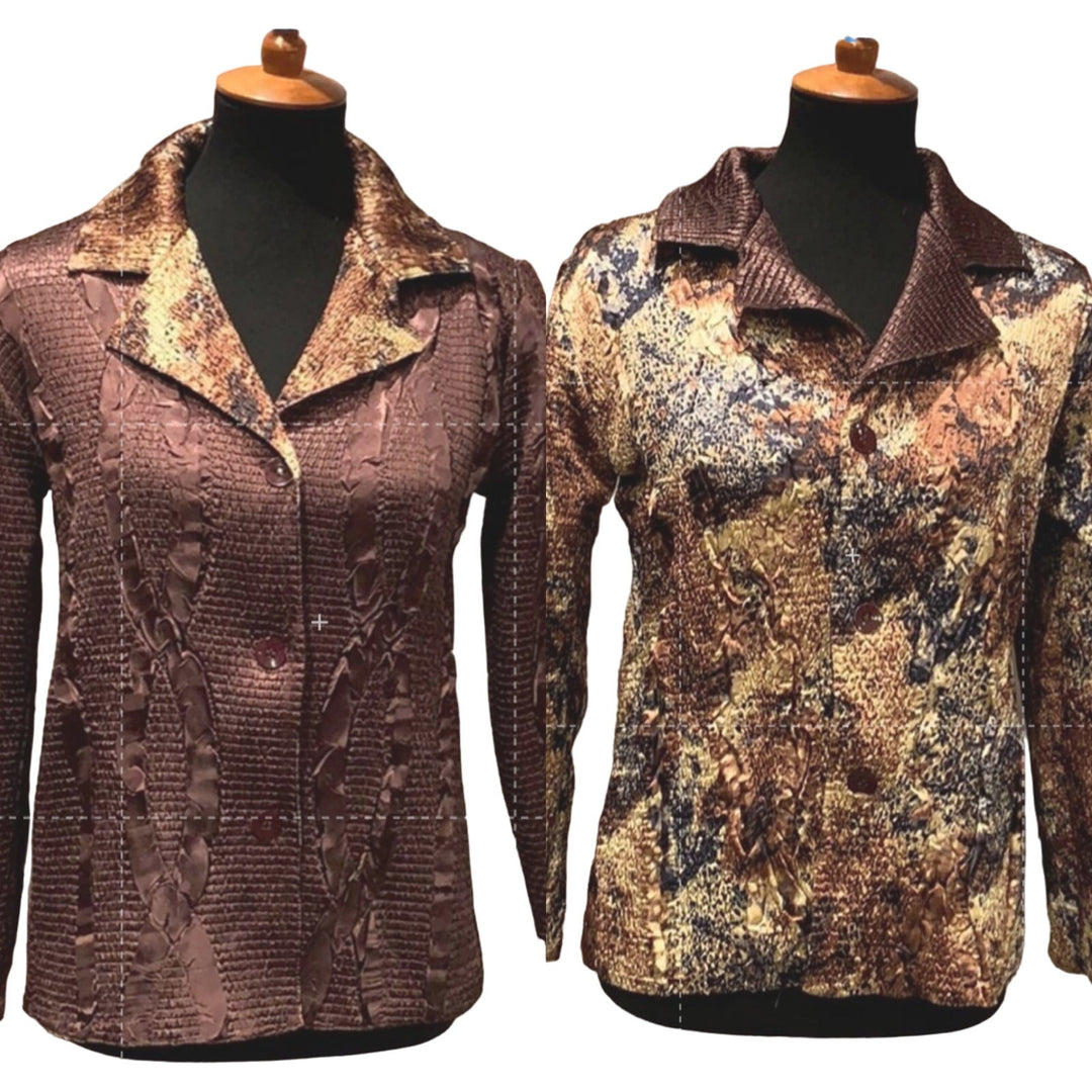 Keke Collection Womens Medium Reversible Animal Print Polyester Button Up Jacket
