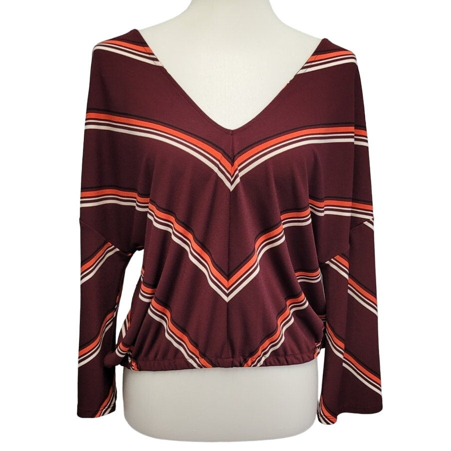 New Express Womens Medium PolySpandex Elastic Waist Half Sleeve V Neck Top
