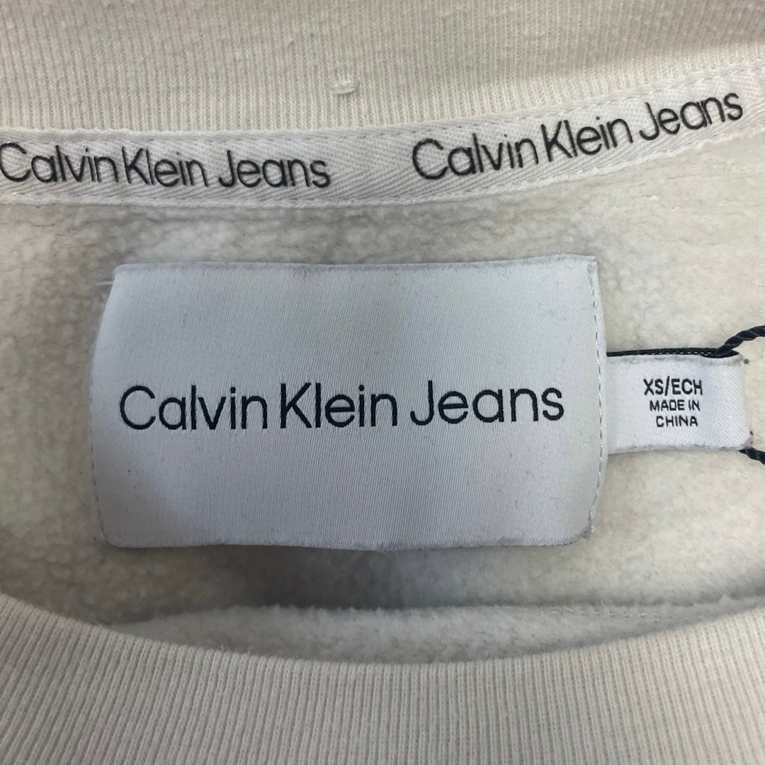 Calvin Klein Jeans Womens XS Gold Sequin CK Logo Cotton Blend Sweatshirt