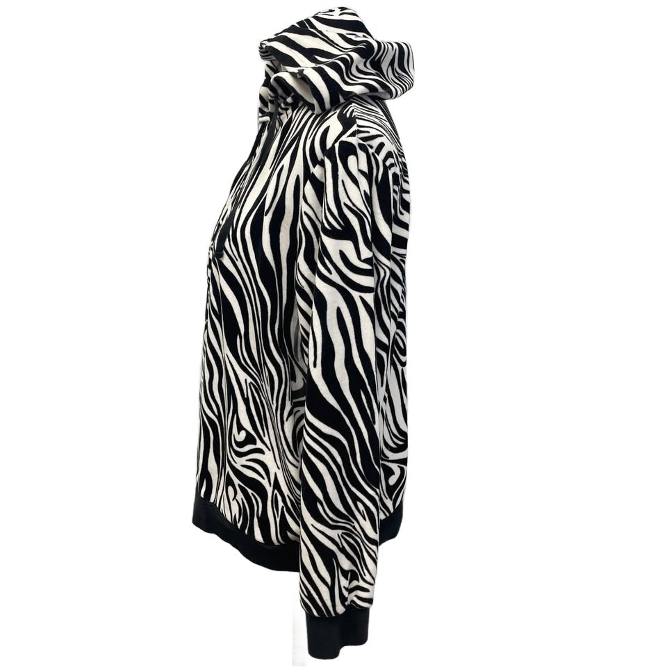 Cato Woman Plus Size 14/16W Full Zip Soft Velour Zebra Stripe Hoodie Jacket