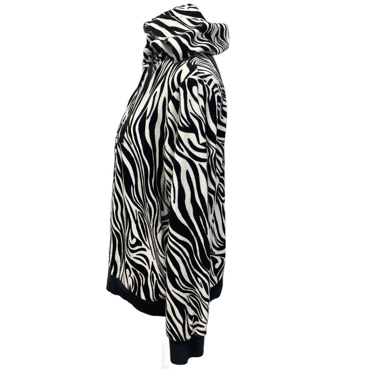 Cato Woman Plus Size 14/16W Full Zip Soft Velour Zebra Stripe Hoodie Jacket
