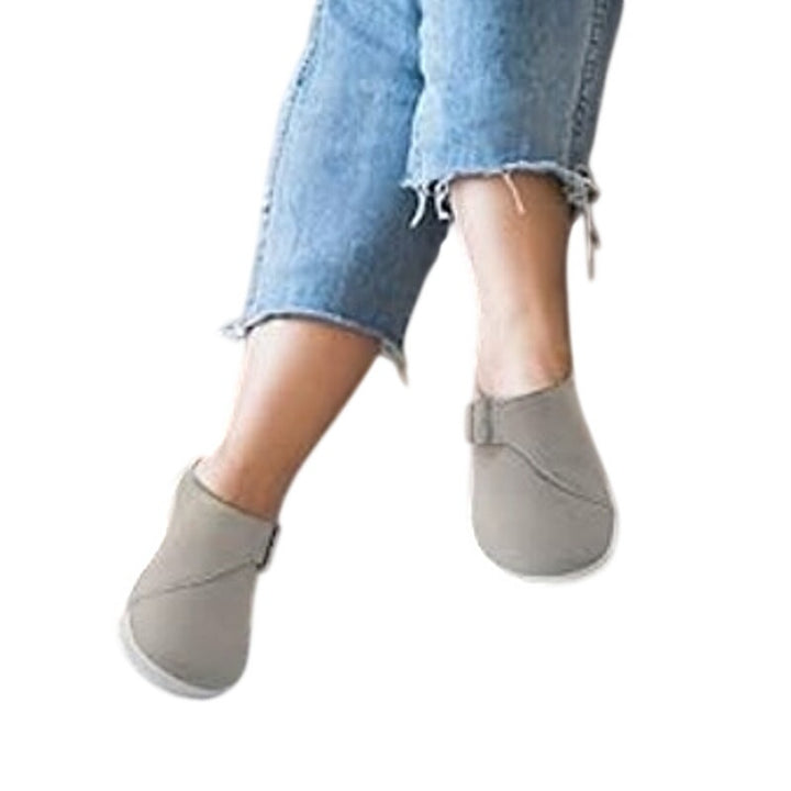 LeIsfIt Womens Size 11.5 Gray Faux Suede Wide Adjustable Diabetic Mule Shoes
