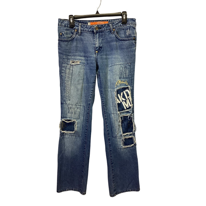 Akdmks Mens Size 30 Stretch Cotton Distressed Patched Whiskered Denim Blue Jeans