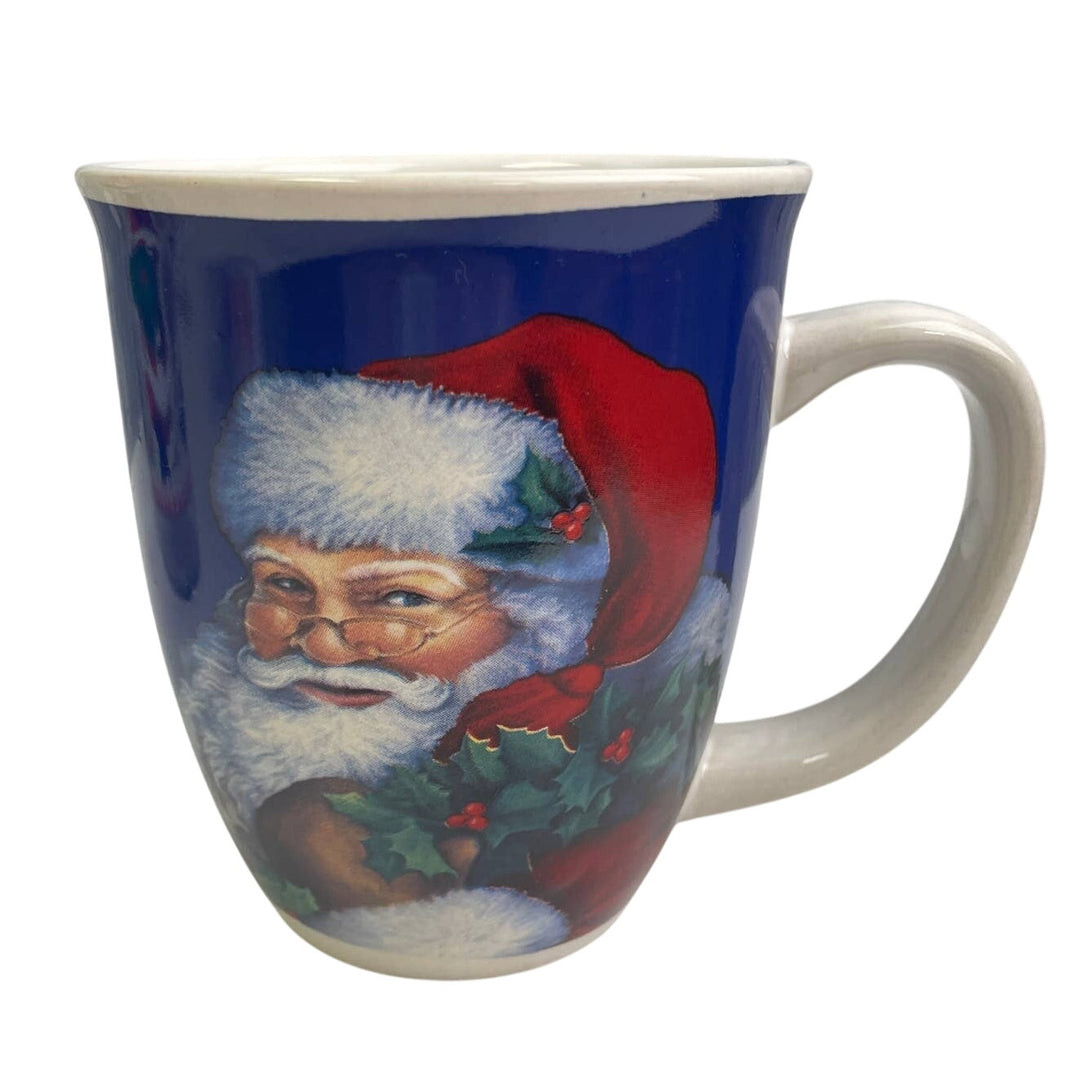 4 Piece Christmas Santa Claus Ceramic Mug Glass Storage Jar w Lid Holiday Lot