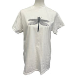 Hand Printed Unisex Medium Dragonfly 100% Cotton Crew Neck Short Sleeve Tee