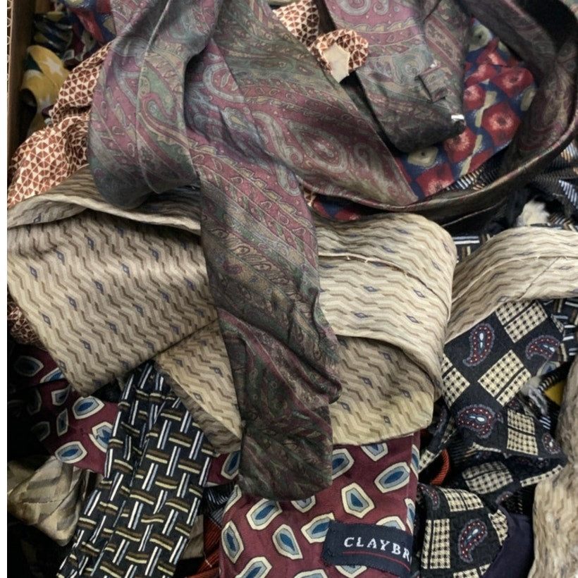 One Pound Vintage and Modern Silk Polyester Mens Neckties Tie Craft Supply Lot