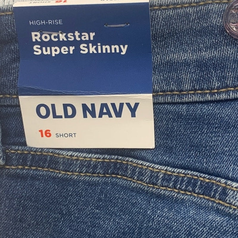 New Old Navy Womens 16 Distressed Short High Rise Rockstar Super Skinny Jeans