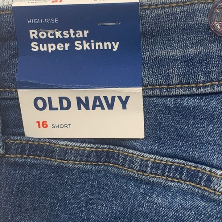 New Old Navy Womens 16 Distressed Short High Rise Rockstar Super Skinny Jeans