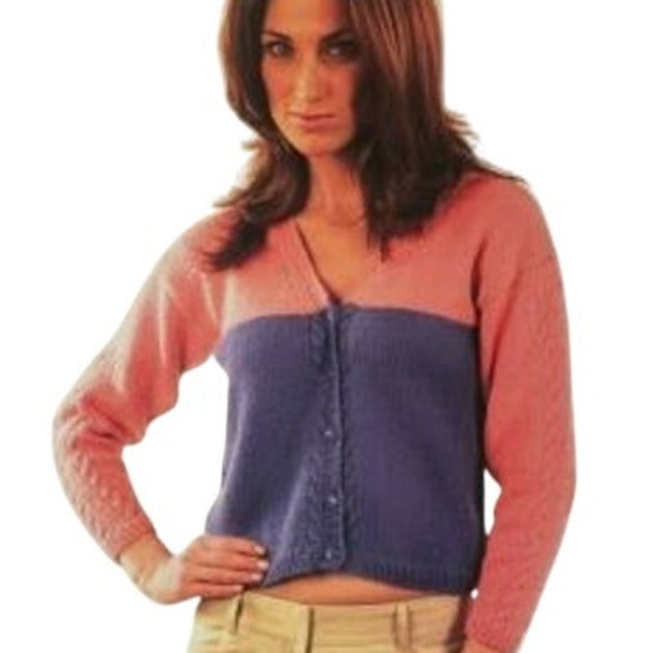 New Plymouth Yarn NO38 Suri Merino 2 Color Cardigan Sweater Knitting Pattern