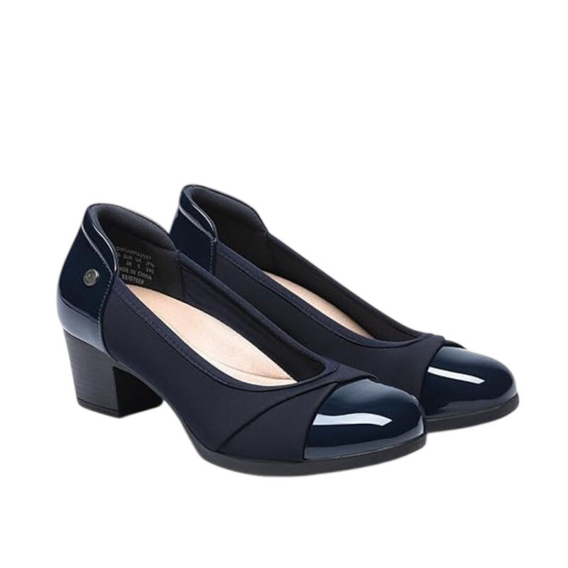 New Dream Pairs Womens Size 7 Navy Blue 2" Chunky Block Heel Closed Toe Shoes