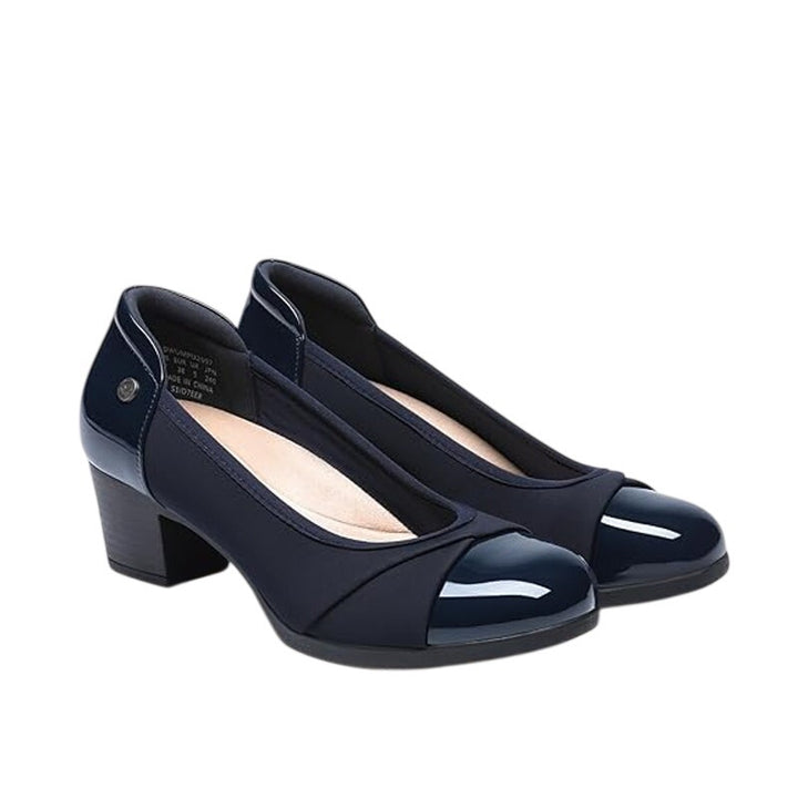 New Dream Pairs Womens Size 7 Navy Blue 2" Chunky Block Heel Closed Toe Shoes
