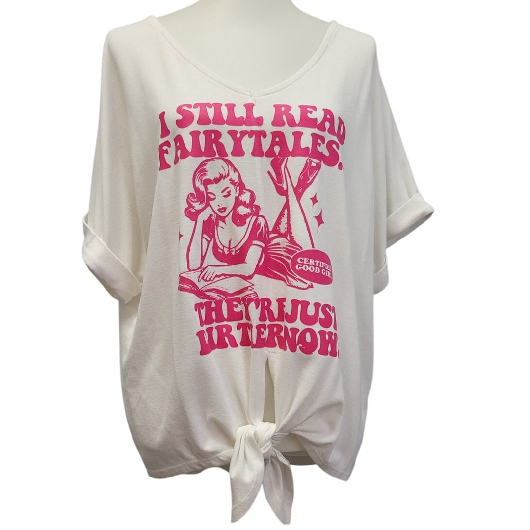 Hand Printed Upcycled Womens Medium I Still Read Dirty Fairtales Good Girl Top