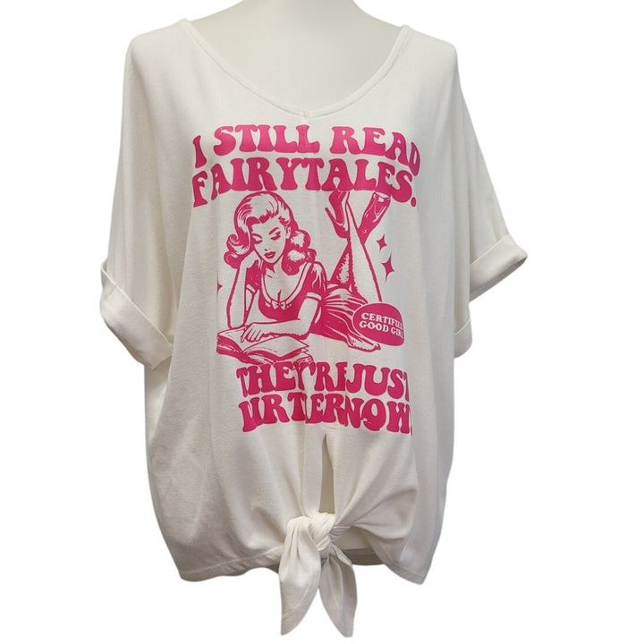 Hand Printed Upcycled Womens Medium I Still Read Dirty Fairtales Good Girl Top