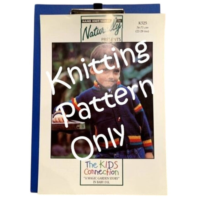 New Hand Knit Yarns Naturally K525 Boys Cardigan Jacket Sweater Knitting Pattern