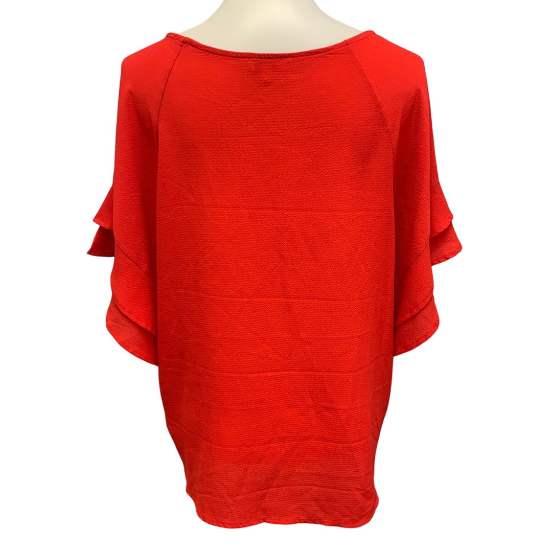 Umgee Womens Small Ruffled Bell Sleeve Textured 100% Polyester Blouse Shirt