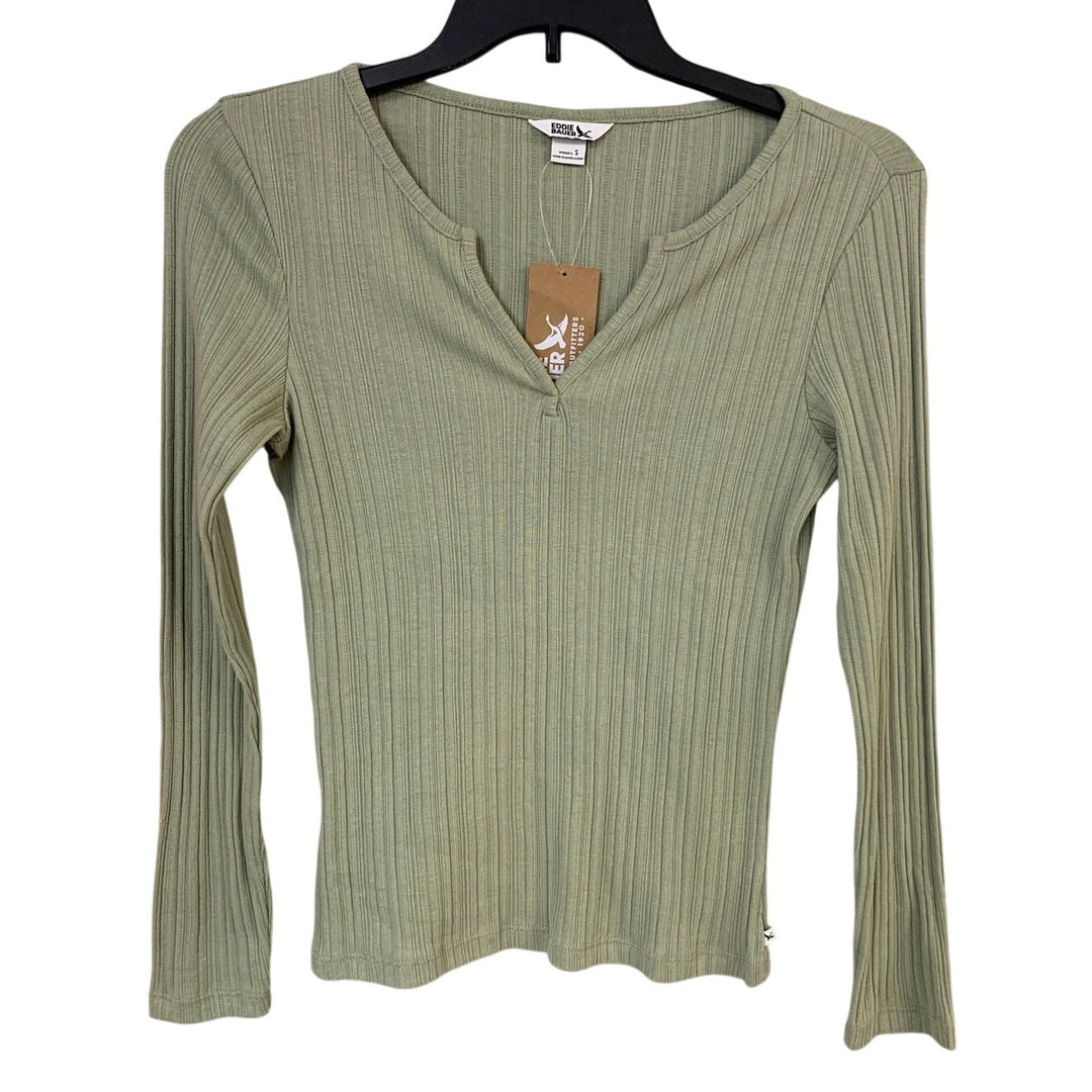 2 New Eddie Bauer Womens Small Infinity Slub Meadowood Rib Long Sleeve Tops