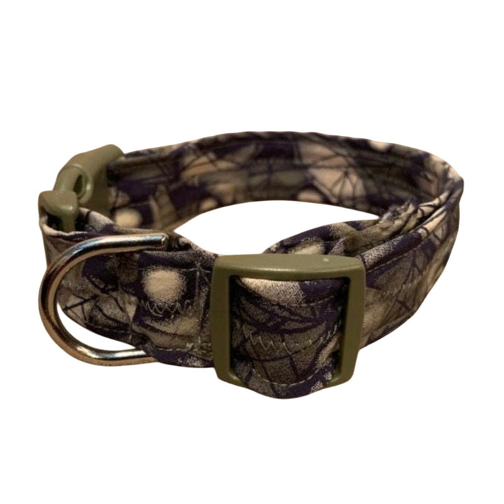 New Handmade Adjustable Upcycled Neck Tie Olive Camoflage Dog Collar