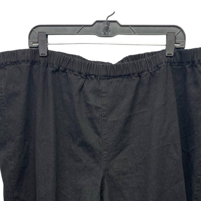 DG2 by Diane Gilman 3X Black Ramie Cotton Blend Stretchy Elastic Waist Pants