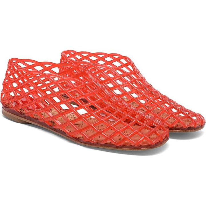 New Womens Size 9.5 Red Soft Jelly Mesh Ballet Flat Jellies Sandal SlideOn Shoes