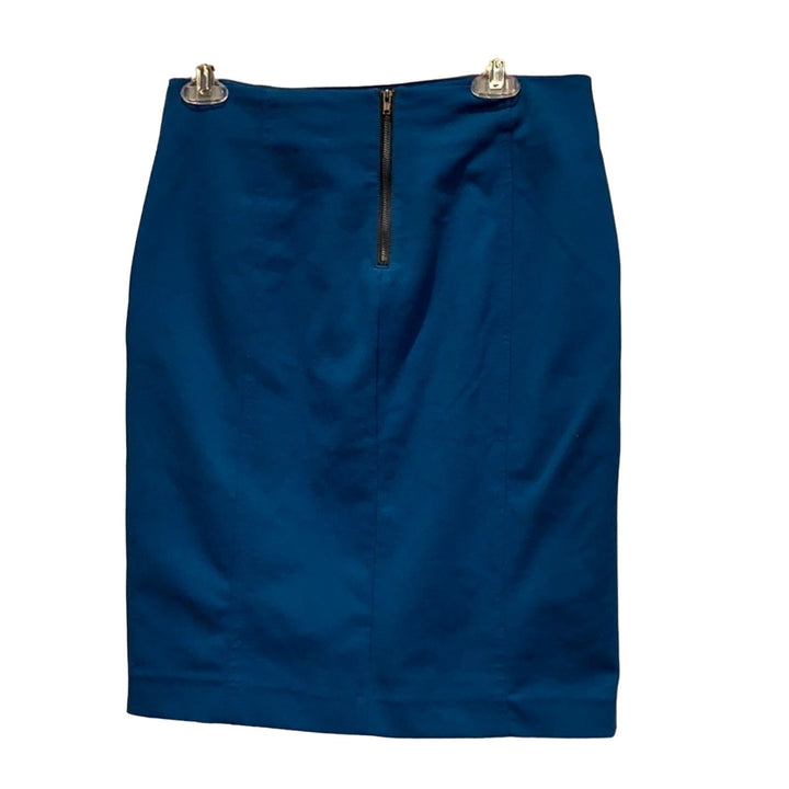 Alfani Size 6 Royal Blue Polyester Front Zip Pocket Leather Detail Mini Skirt