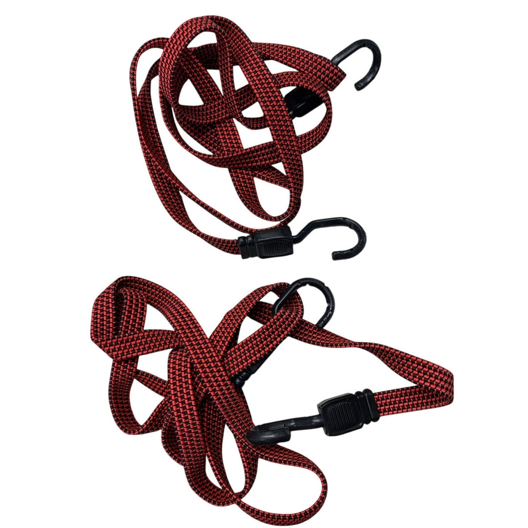 Pair of Red Woven 80" Long Strap Double Hook End Strapping Cords VG Condition