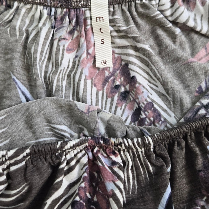 MTS Womens Medium Tropical Bird Print PolySpandex Stretchy Ruffled Romper