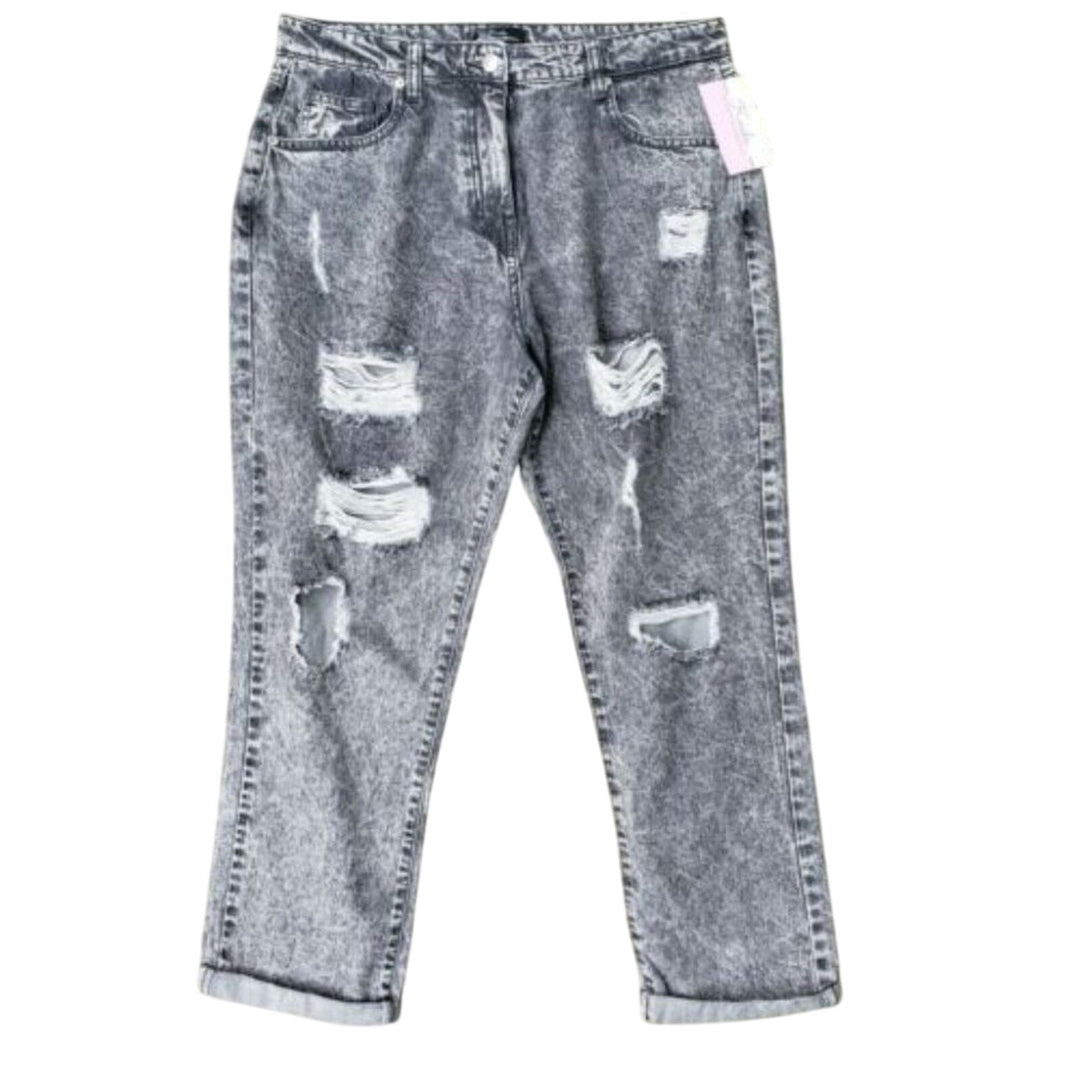 NWT New Kaiela Womens Size 10 Gray Acid Wash 100% Cotton Distressed Denim Jeans