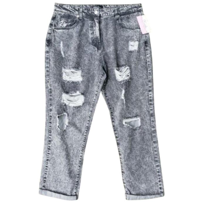 NWT New Kaiela Womens Size 10 Gray Acid Wash 100% Cotton Distressed Denim Jeans