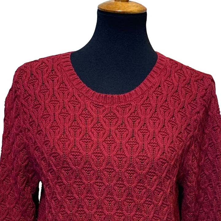 Jeanne Pierre Large 100% Cotton Long Sleeve Loose Weave Hand Wash Red Sweater