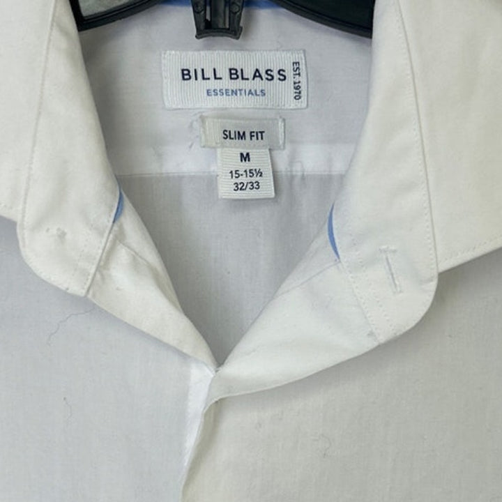 Bill Blass Essentials Mens Medium White Long Sleeve Collared Button Up Shirt