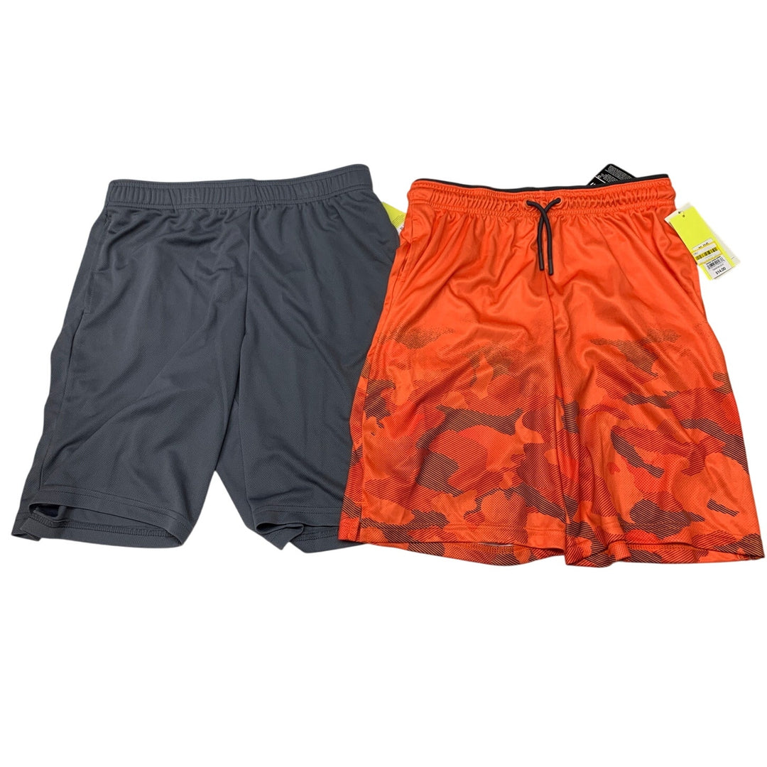 2 New All In Motion Boys XL Orange Gray Long Athletic Sport Mesh Shorts