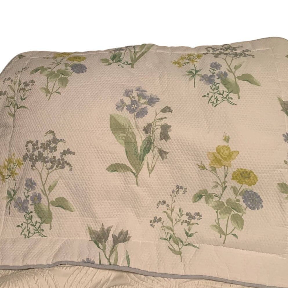 Pair of Croscill Standard Size Botanical Floral Quilted Polyfill Pillow Shams