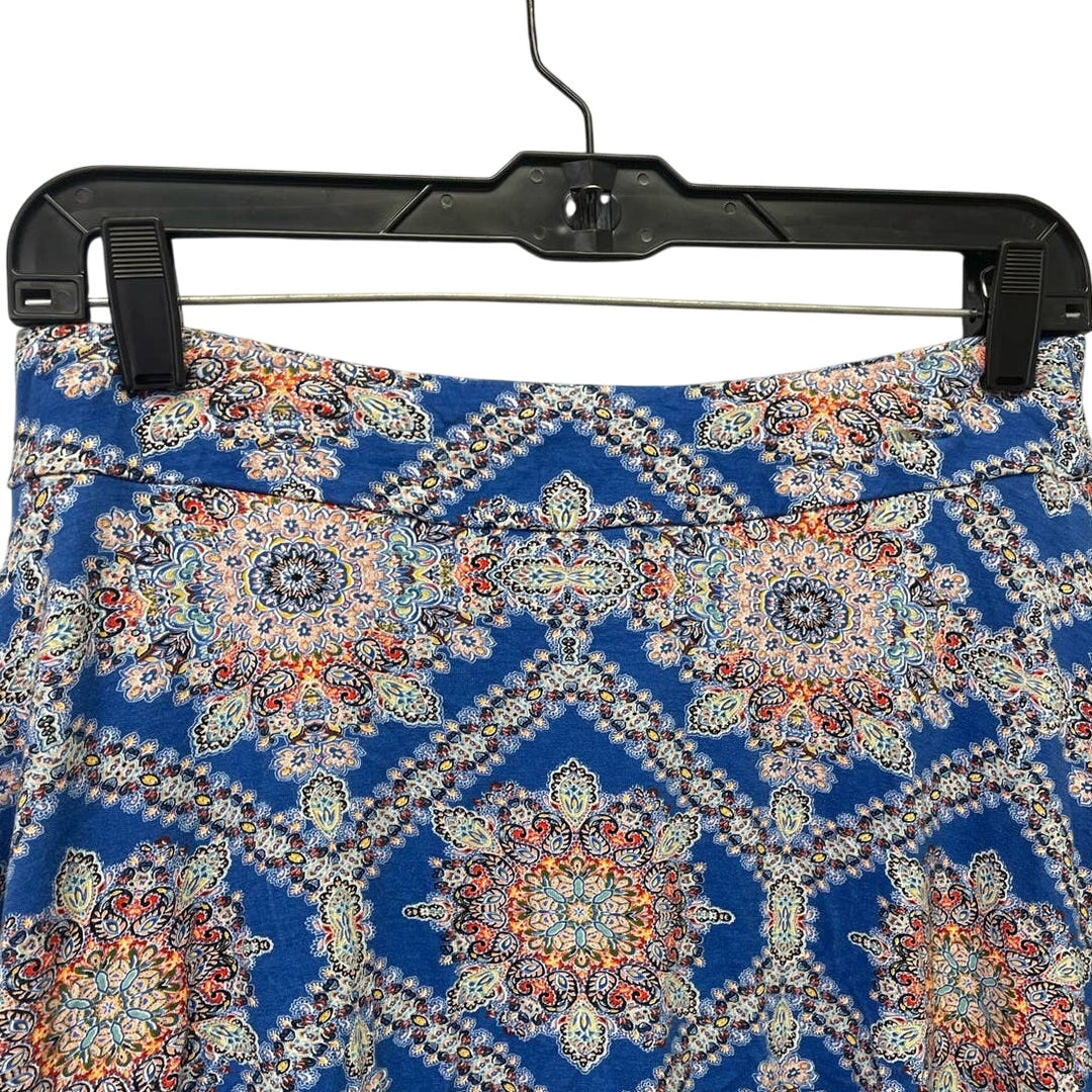 Renee C Medium Short Floral Mandala Flowy Rayon Blend A-Line Skirt Made In USA