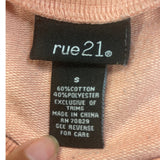 Rue 21 Womens Small PolyCotton Color Block Long Sleeve Crew Neck Cropped Shirt