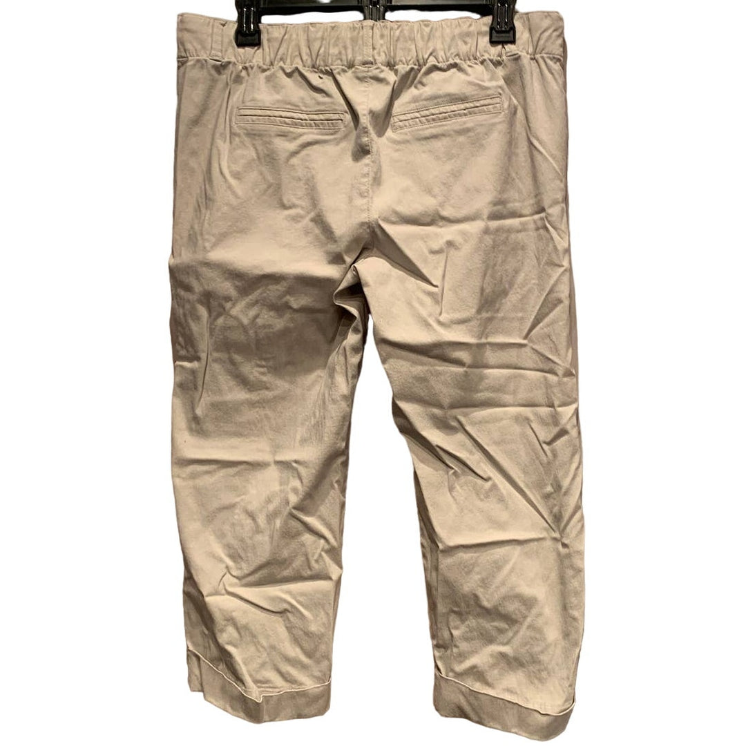 Oh Baby Motherhood Small Tan Khaki Cropped Maternity Pants Rayon Spandex Capris