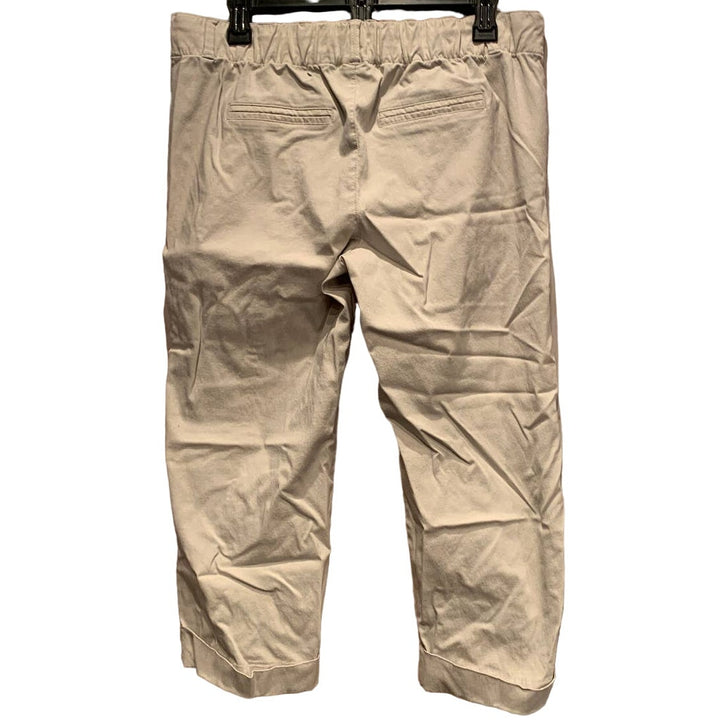 Oh Baby Motherhood Small Tan Khaki Cropped Maternity Pants Rayon Spandex Capris