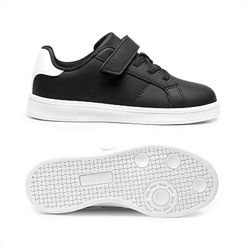 Dream Pairs Boys Size 4 Black White Hook Loop Lace Up Slide On Sneakers Shoes
