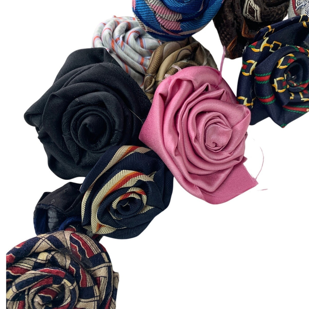 24 Handmade Upcycled Neck Tie Individual Roses Floral Arranging Craft Project