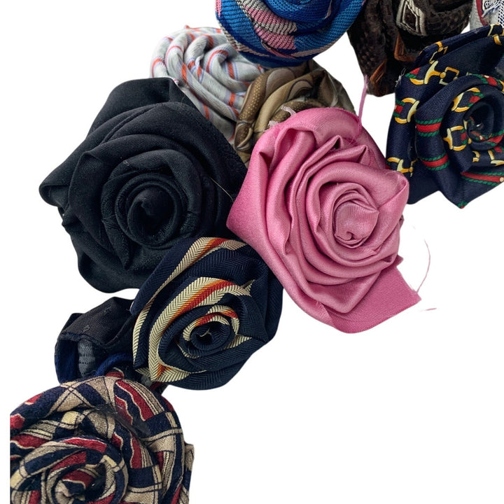 24 Handmade Upcycled Neck Tie Individual Roses Floral Arranging Craft Project