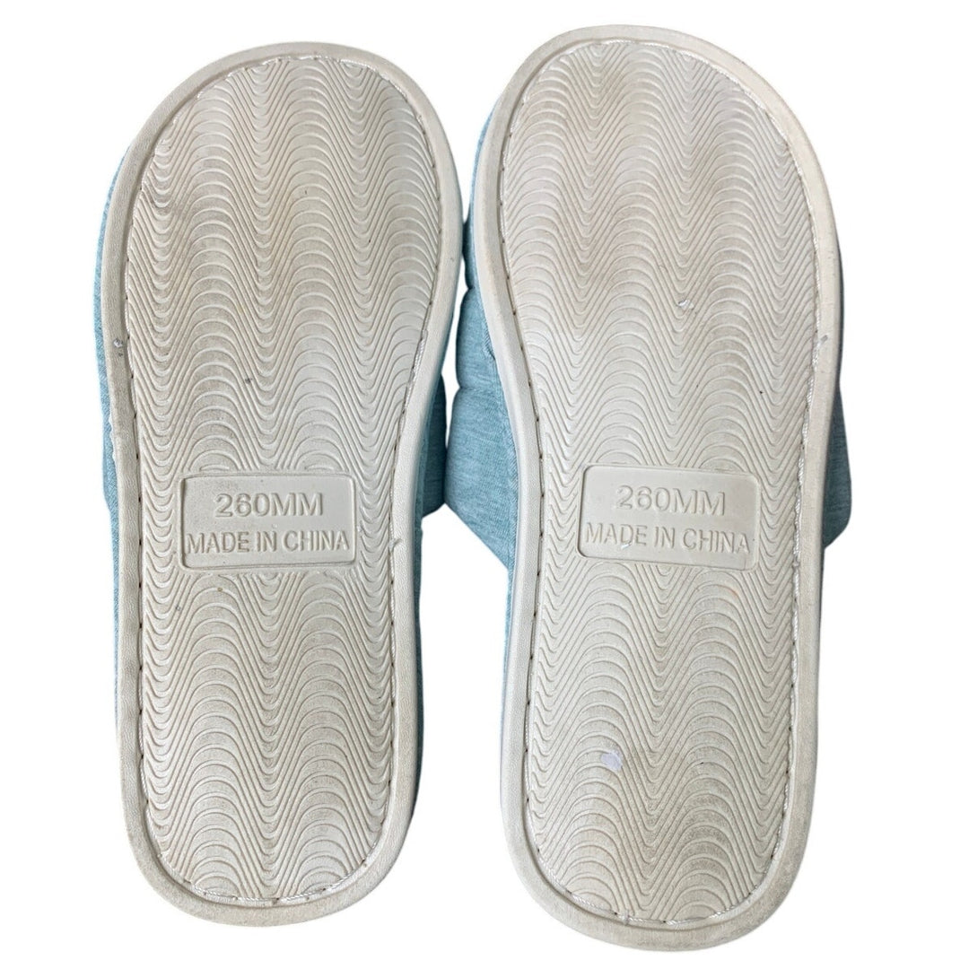 Shevalues Women Size 8.5 Bue White Striped Open Toe Slide On House Slipper Shoes