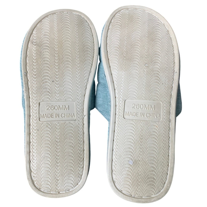 Shevalues Women Size 8.5 Bue White Striped Open Toe Slide On House Slipper Shoes