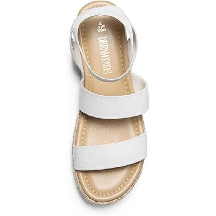 Dream Pairs Womens 9 White Elastic Ankle Strap Open Toe 2.25" Platform Sandals